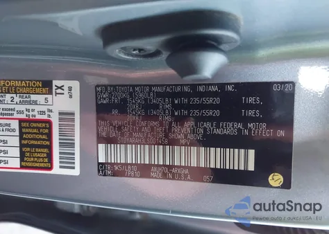 2020 Toyota Highlander Hybrid Limited из США, поврежденный, VIN 5TDYARAH3LS001458